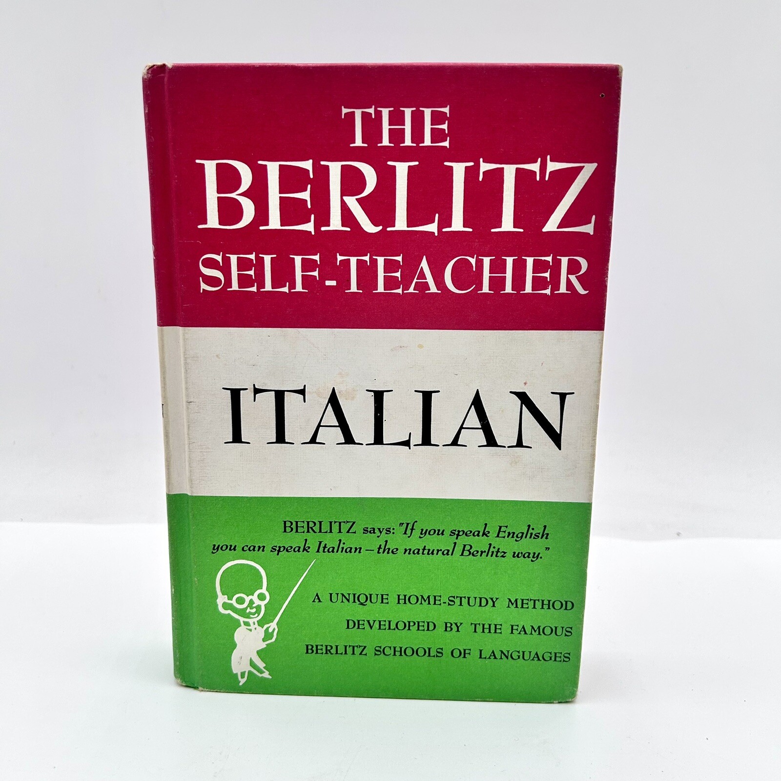THE BERLITZ SELF-TEACHER: ITALIAN – 1950 – vintage language studies Travel HC GC