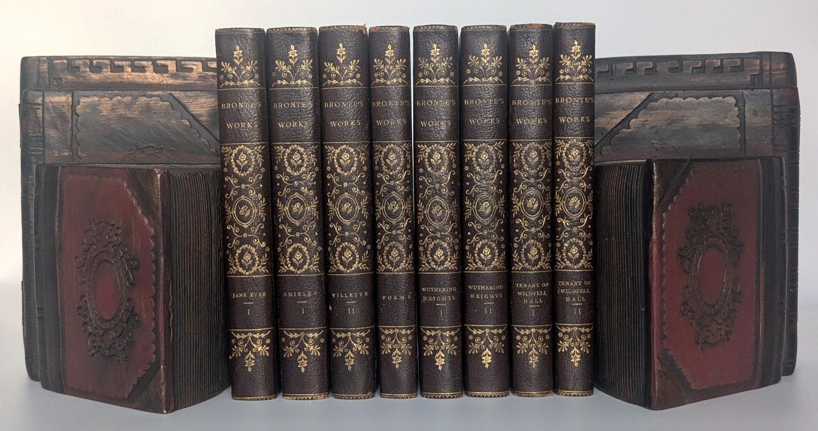 1893 J.M. Dent Brontë 8 Vol Half Leather Illustrated Works
