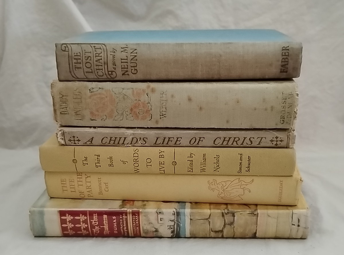 Lot 6 Vintage Antique Light Yellow Colored Books Decorating Decor Props Craft
