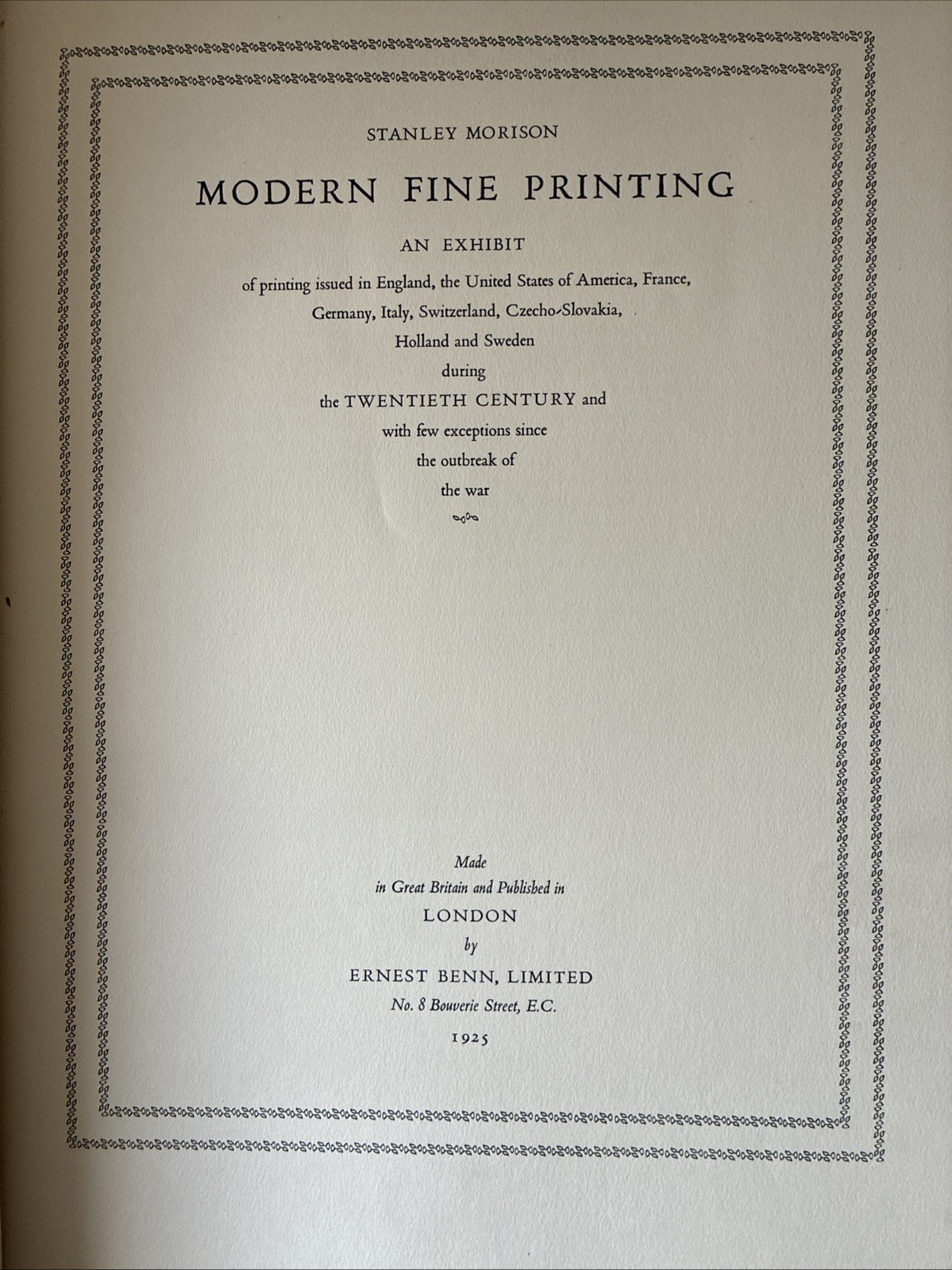 Modern Fine Printing 1925 Stanley Morison Limited, Numbered w/300+ Plates, Folio