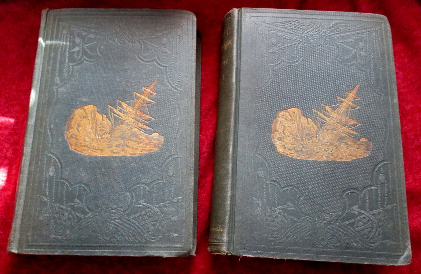 1857 Elisha Kane Arctic Explorations 2 Vol Sir John Franklin Antique Book G-VG