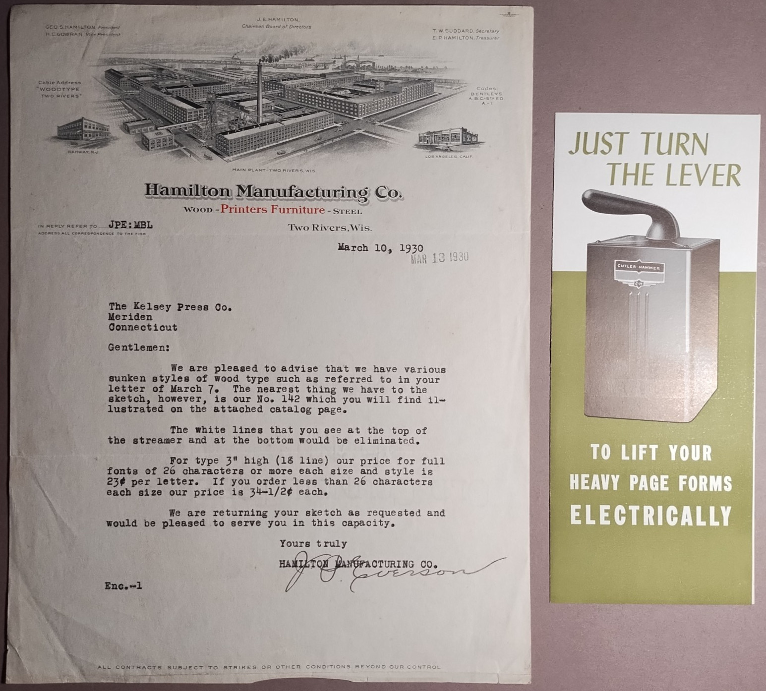1939 Hamilton Two Rivers WI Newspaper Composing Room Equipment Catalog B2-81