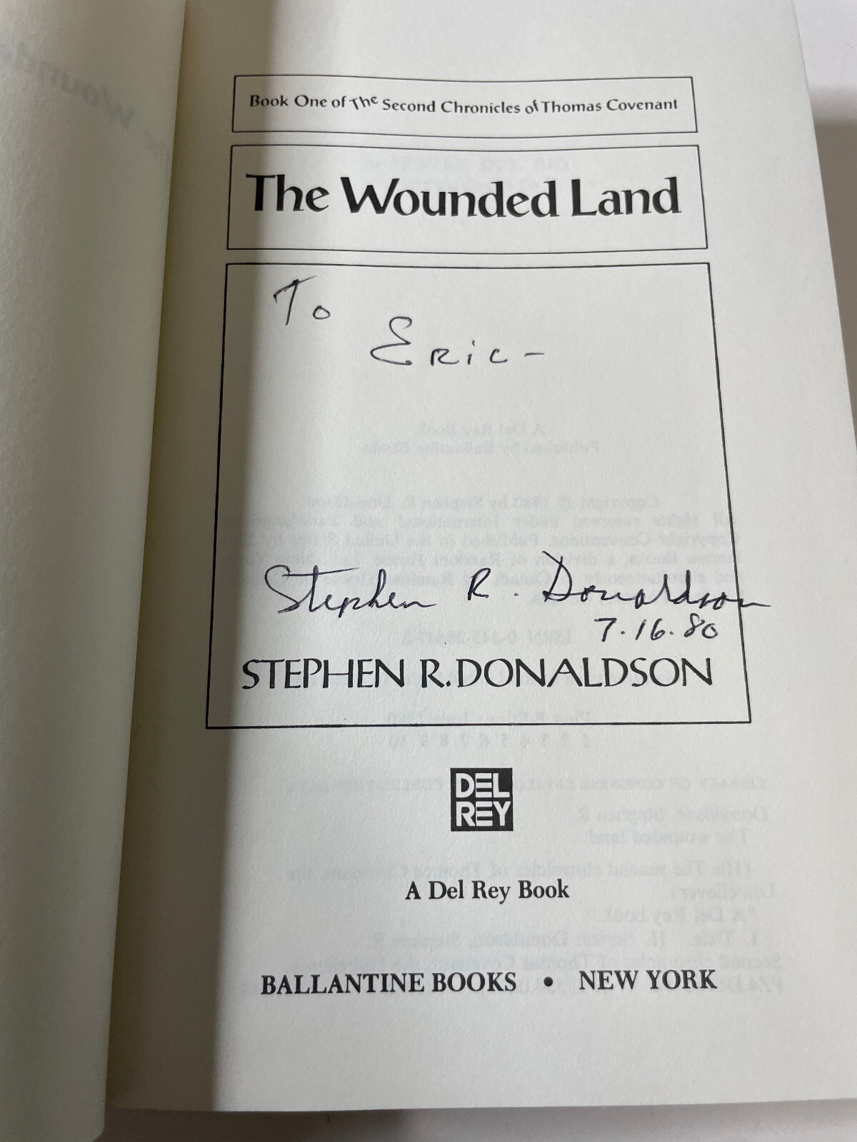 #signed Stephen R Donaldson: The Wounded Land, signed 1st HB