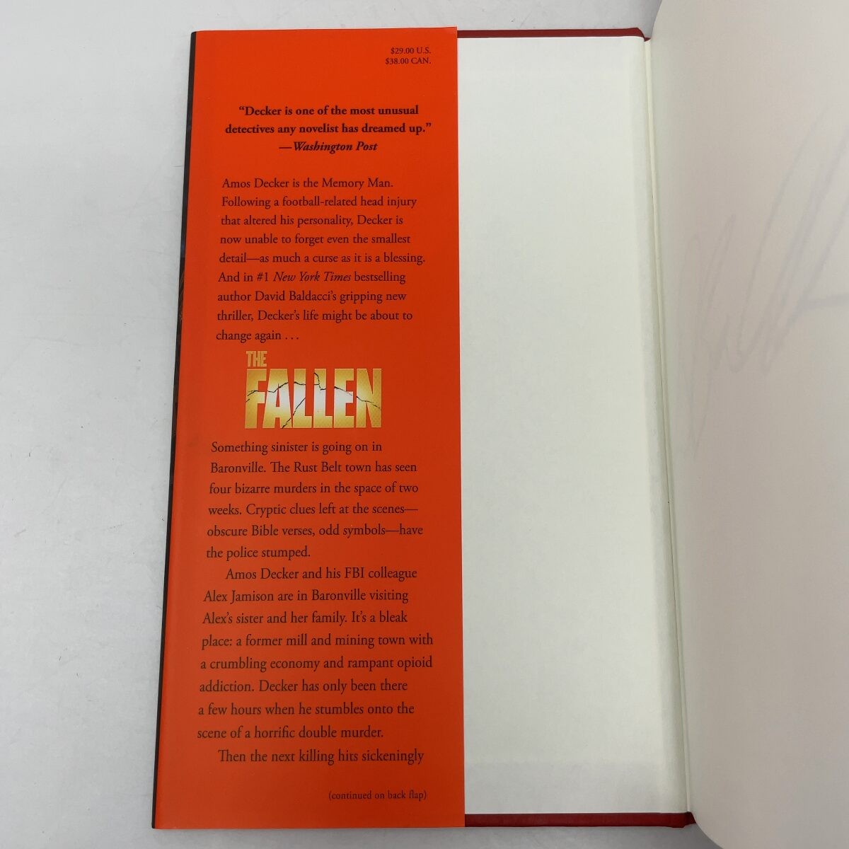 The Fallen by David Baldacci HC First Edition Like New 2018 Signed