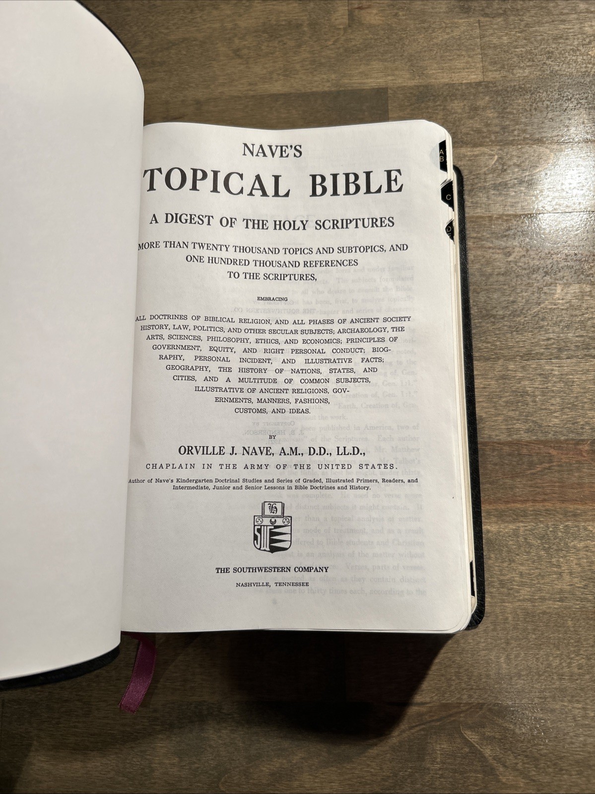 Naves Topical Study Bible Thumb Index Southwestern Vintage 1962 Leather