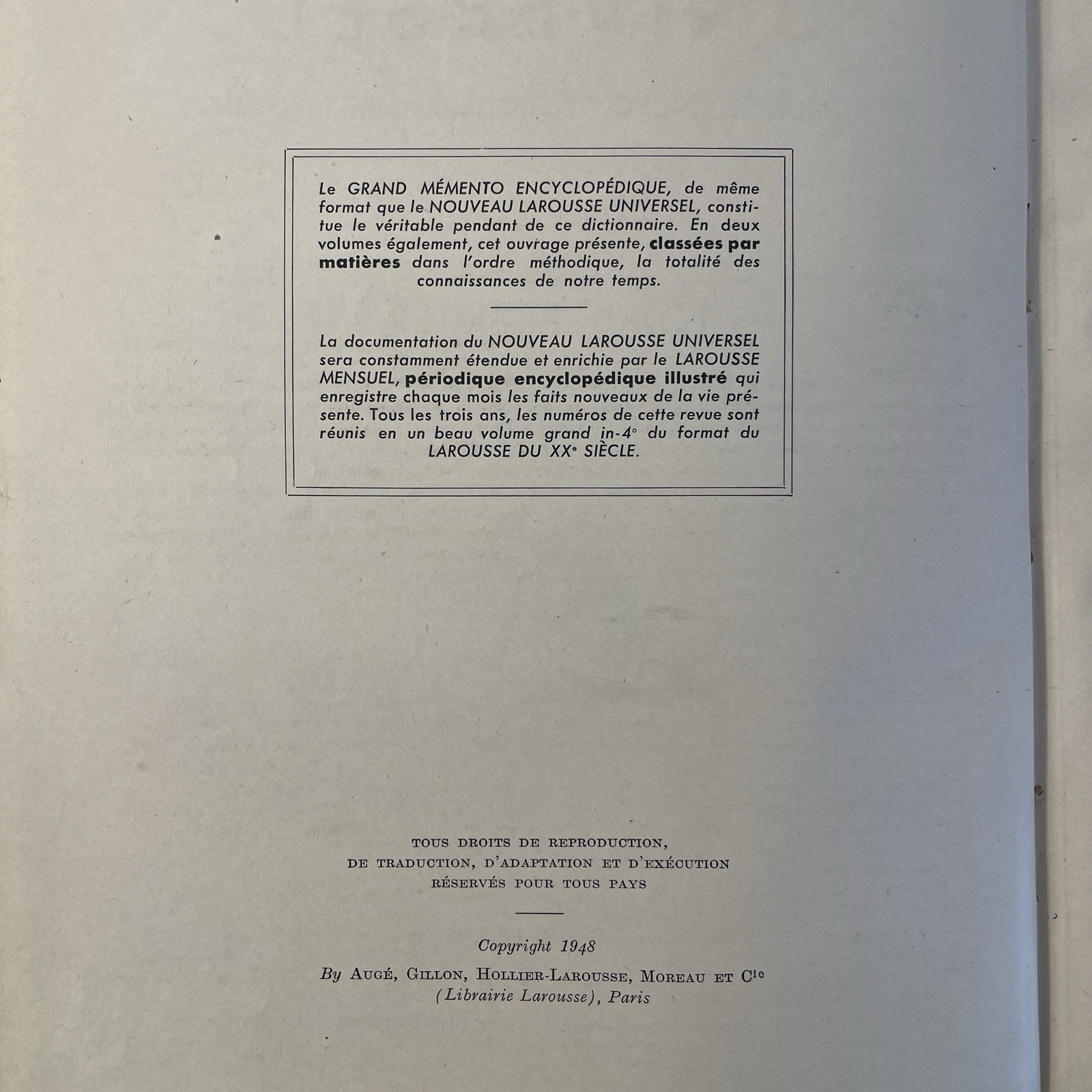 NEW UNIVERSAL LAROUSSE (1948) – 2 VOLUMES – LUXURY EDITION – AGED LEATHER