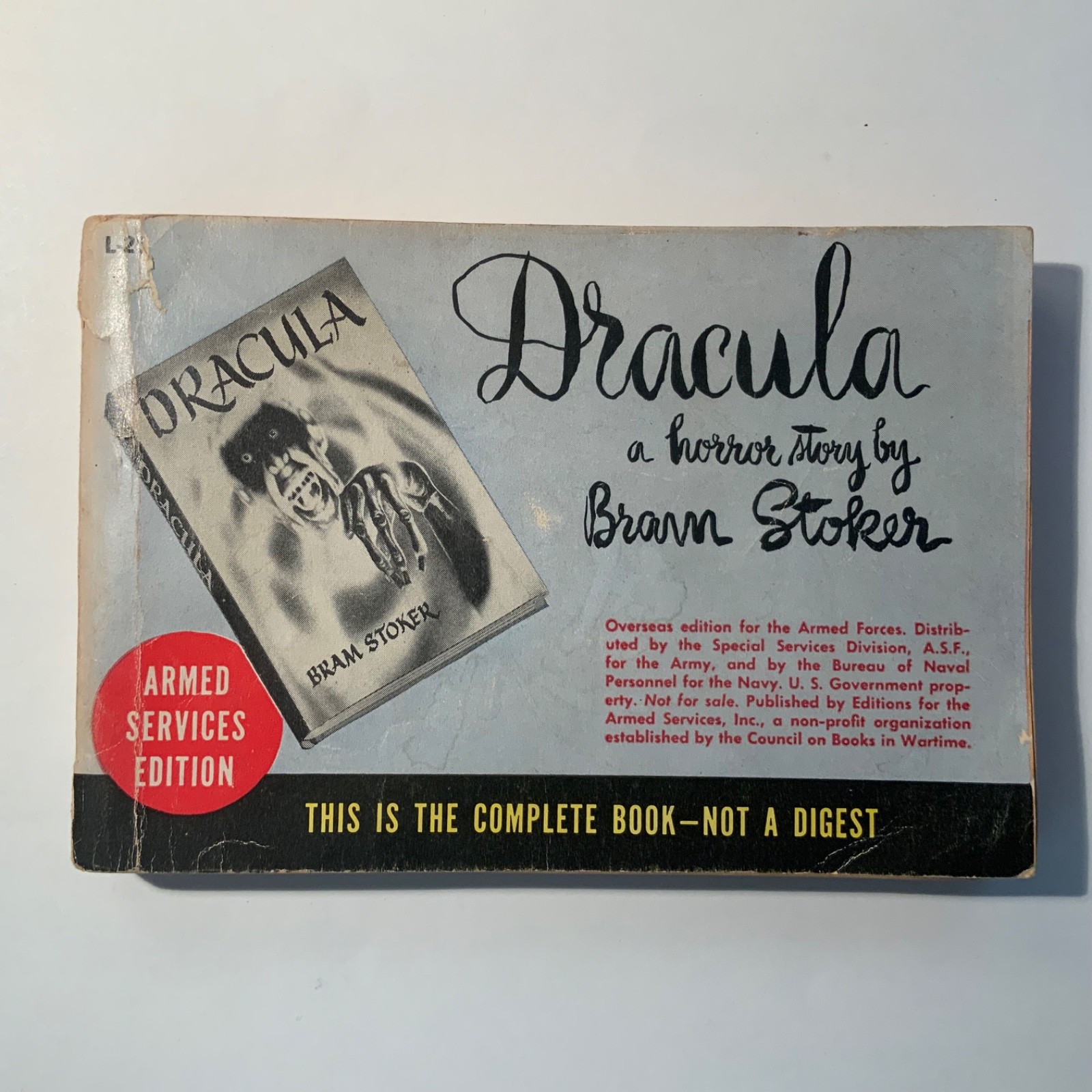 Dracula by Bram Stoker 1944 Armed Services Edition L-25, 1st ASE ed. Very Good