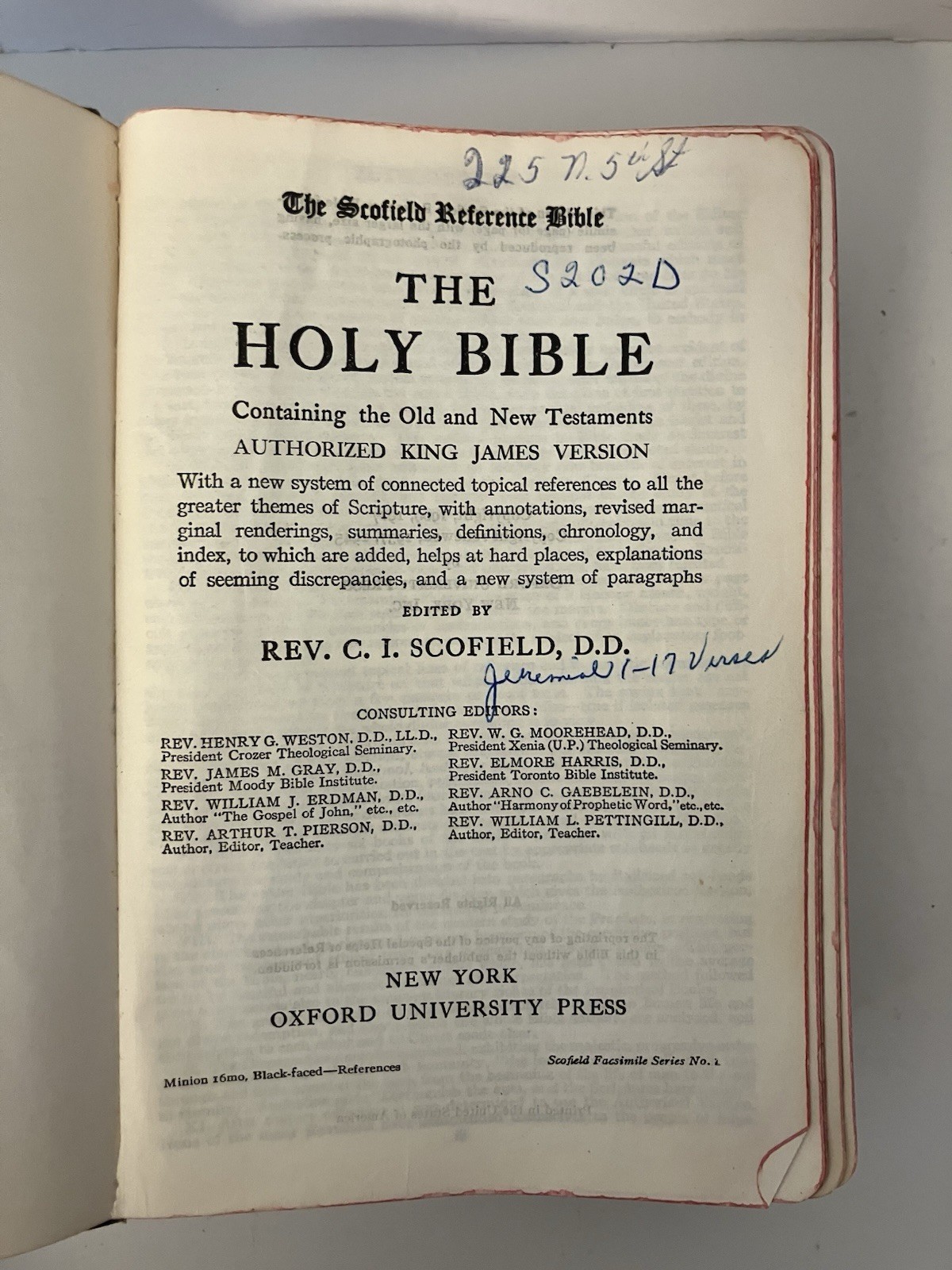 The Scofield Reference Bible 1945 Edition Oxford Press Black Bonded Leather