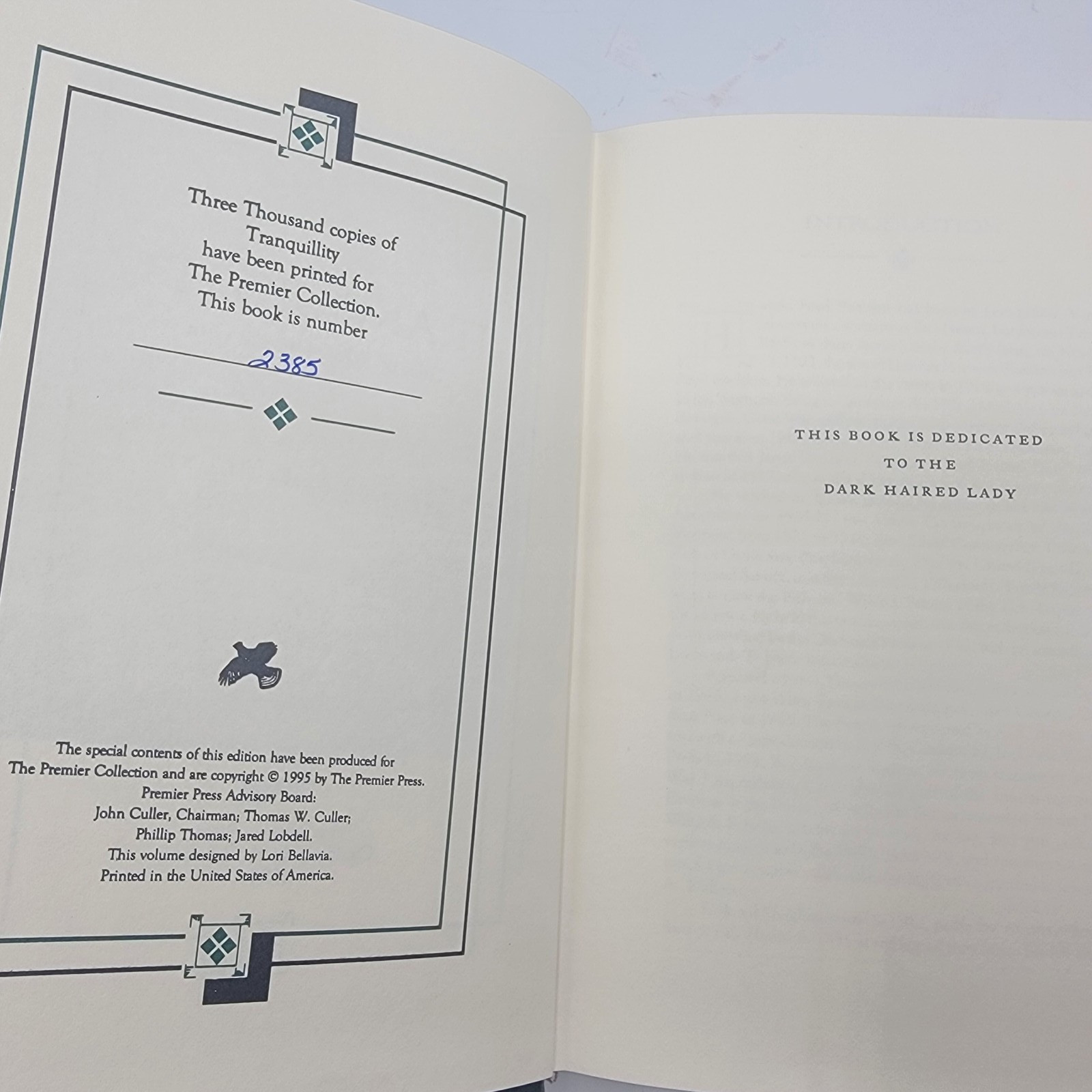 TRANQUILLITY Col. Harold Sheldon 1995 Premier Press LIMITED #2385/3000 Leather