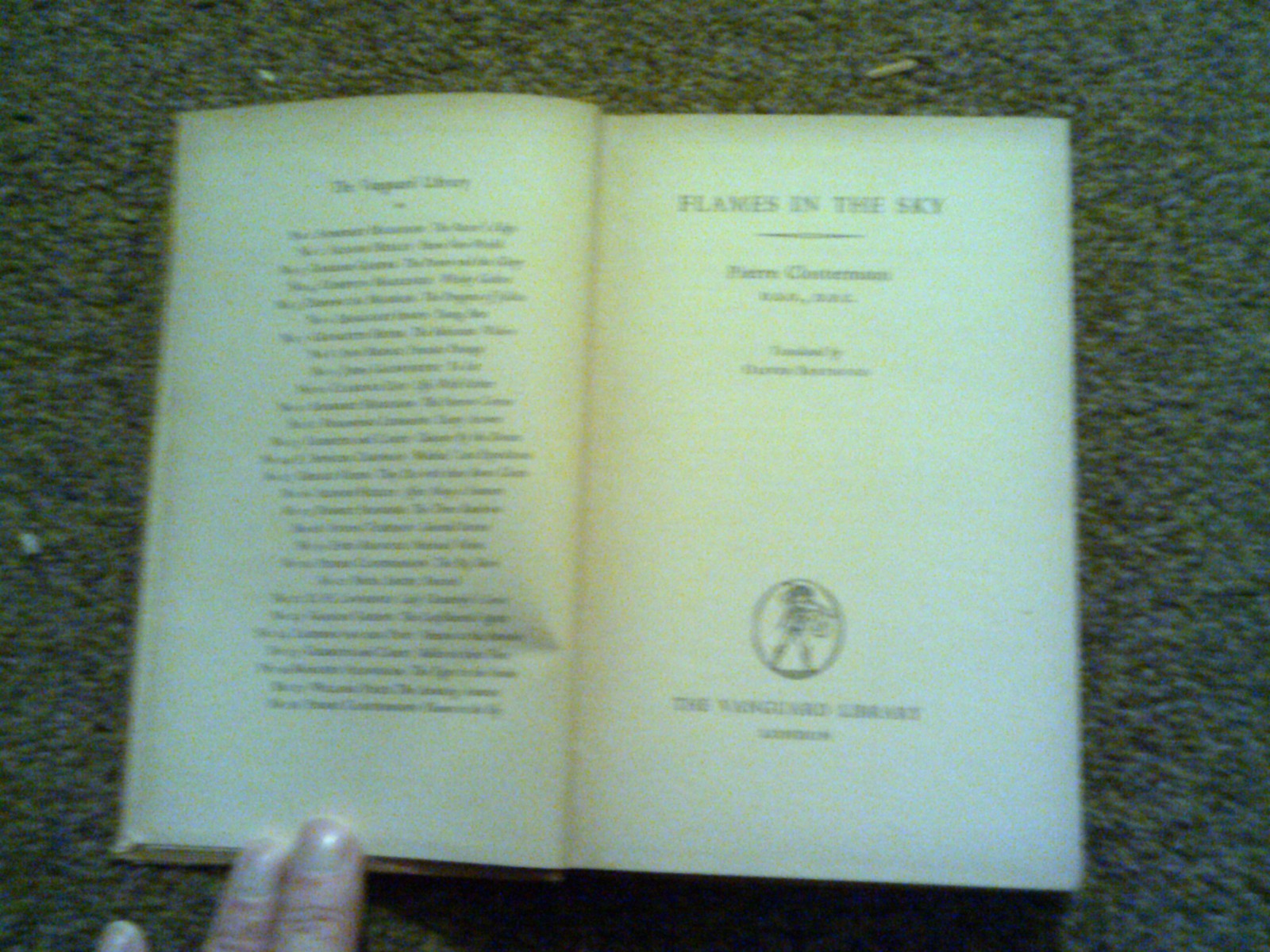 Flames in the Sky by Pierre Clostermann Hardback 1954 Chatto and Windus Vanguard