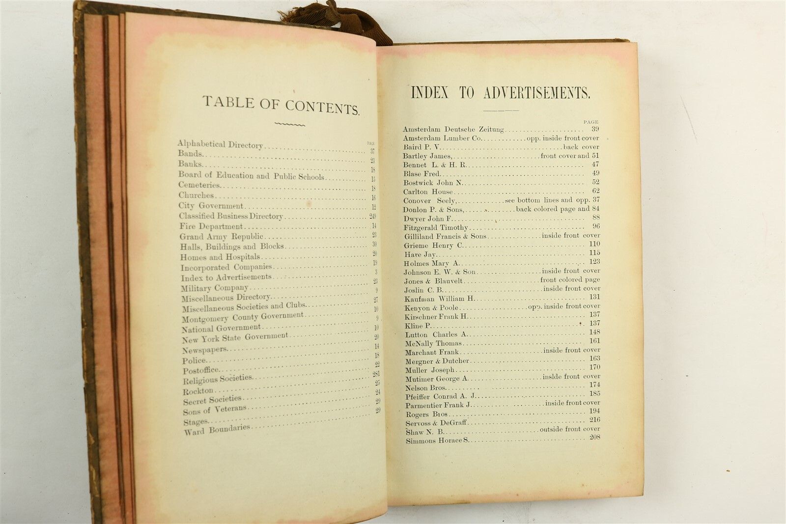 Amsterdam, NY (Montgomery County, New York) City Directory 1894 1800’s Book