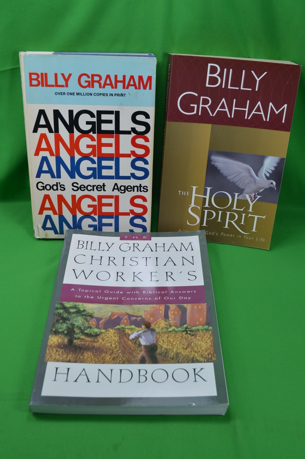 Lot of 3 Billy Graham Books,Holy Spirit,Angels,Christian Worker’s Handbook,A