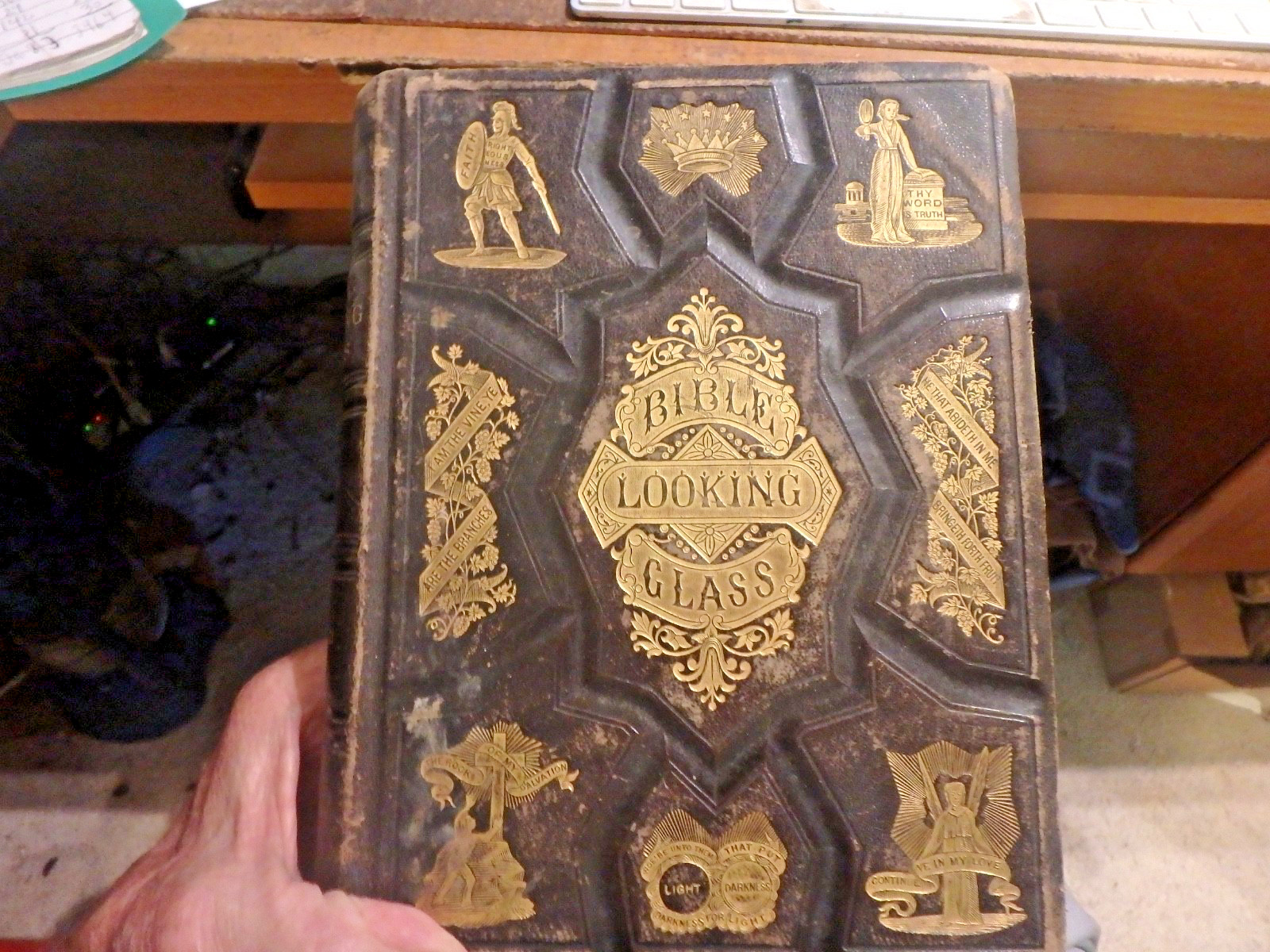 4L-1874 edition- the BIBLE LOOKING GLASS by John Barber- heavy embossed cover