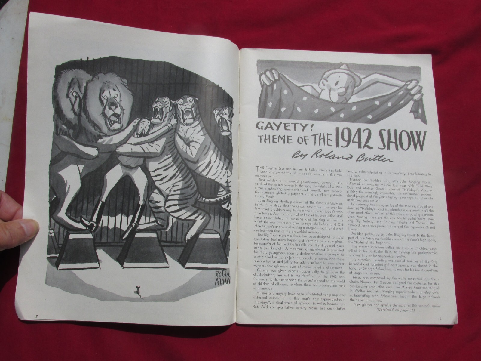 Ringling Bros. Barnum & Bailey Circus Magazine 1942 Peter Arno Art Original