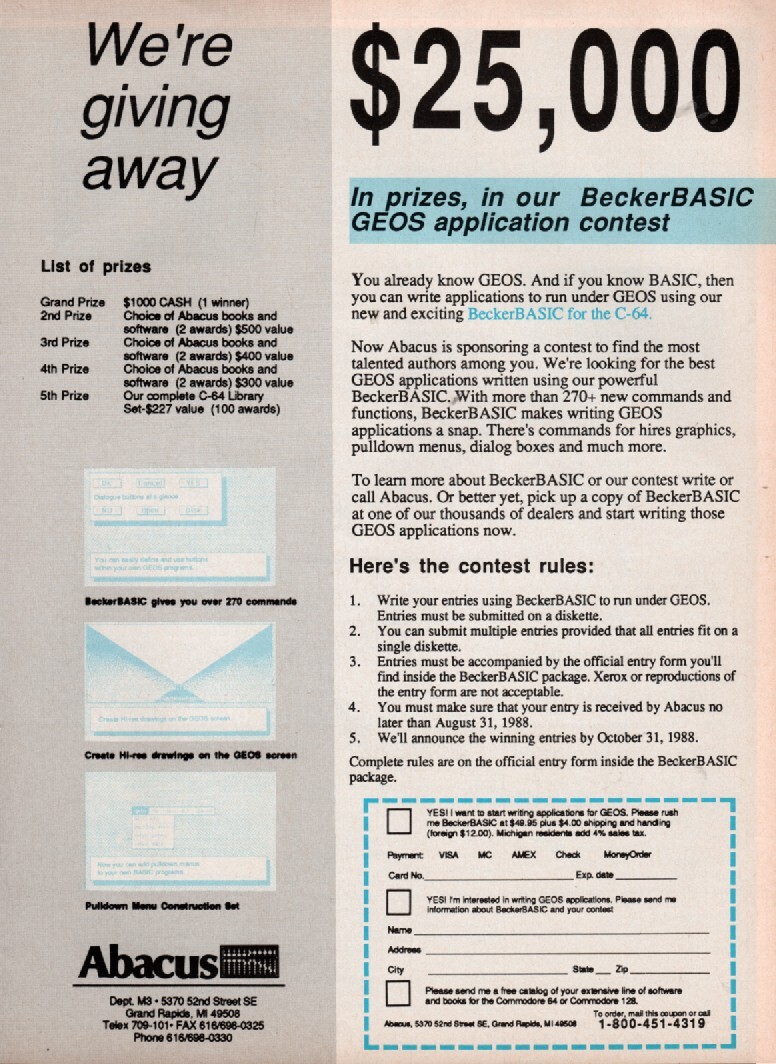 Commodore – Becker Basic – Abacus – Original Magazine Ad –