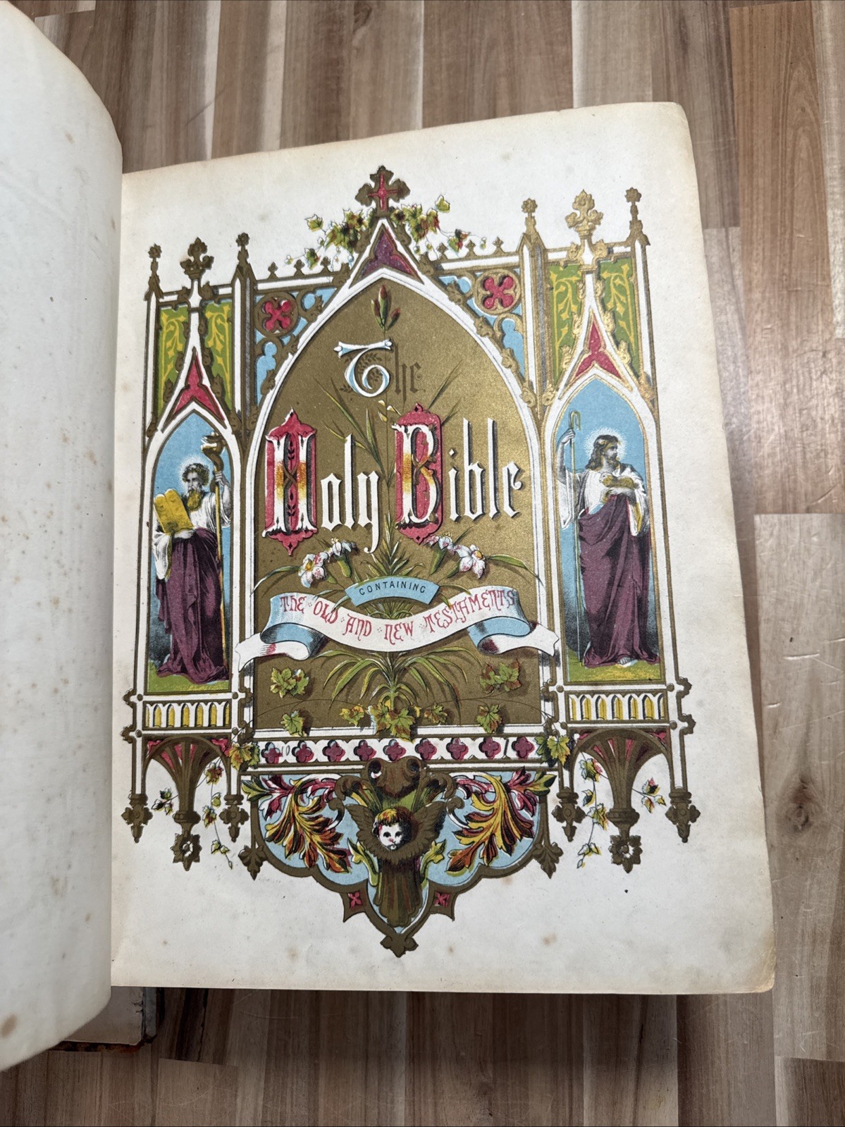 c1870 HOLY BIBLE john brown SELF INTERPRETING color illustrations GEORGE BENTLEY