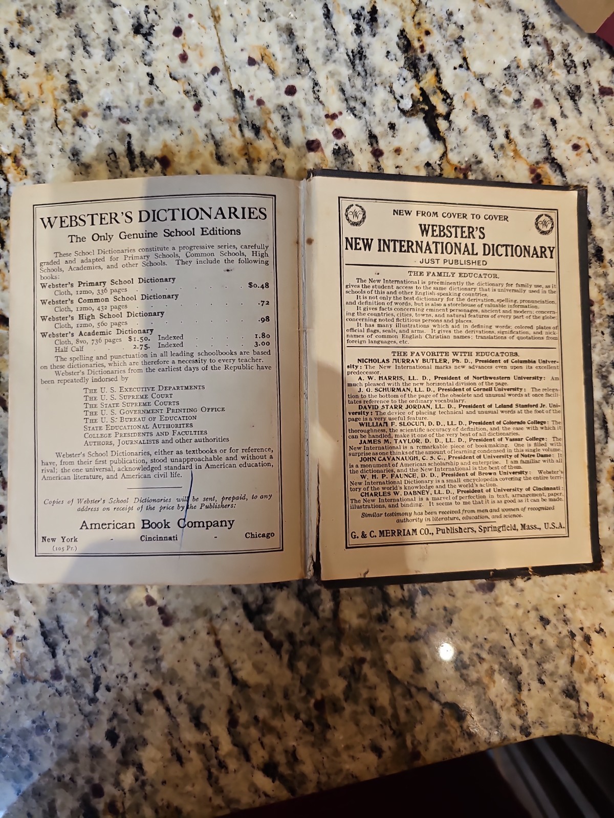Webster’s Primary School Dictionary, 1892 HC, American Book Company, Illustrated