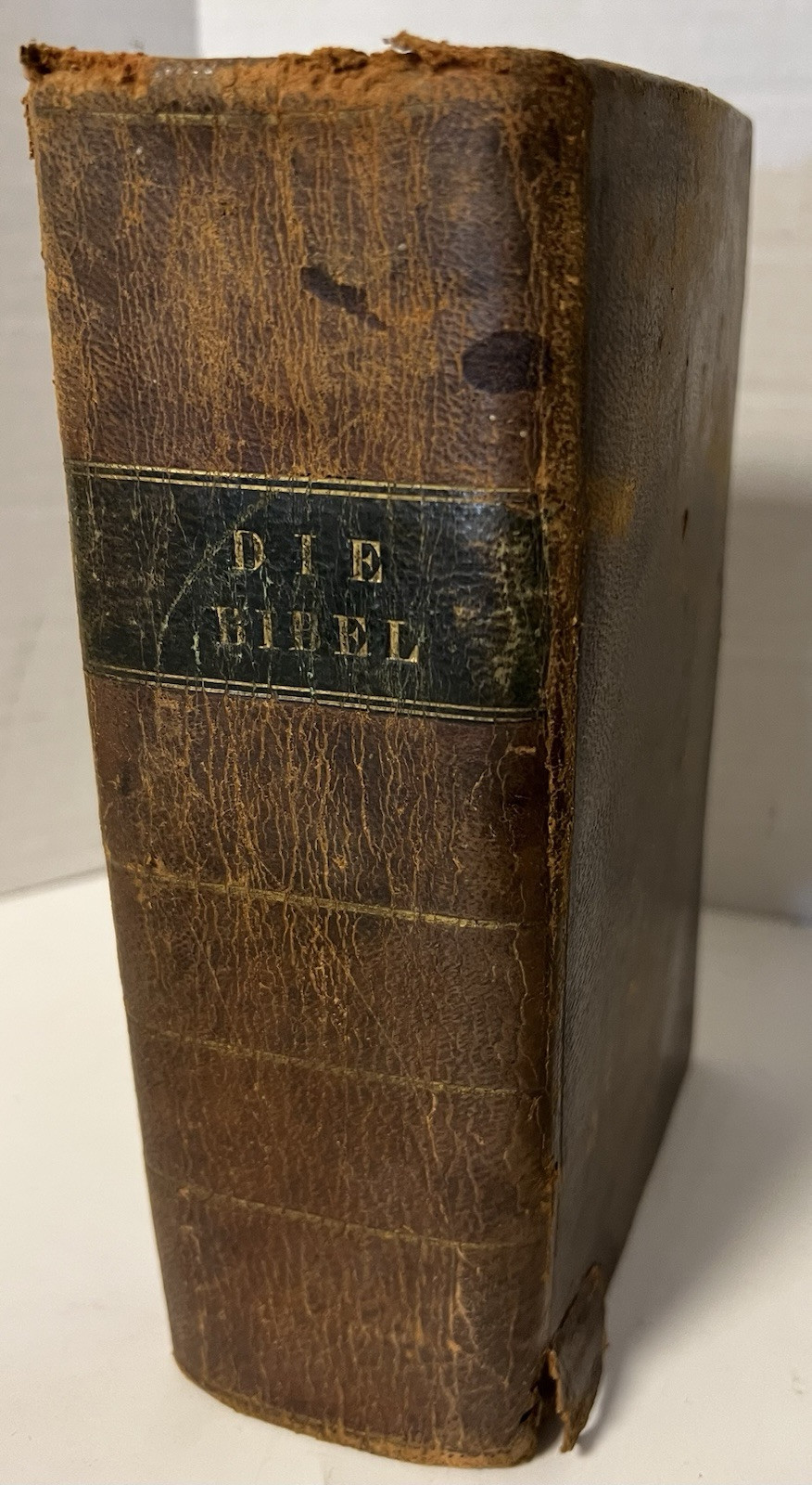 1822 Martin Luther Bible With Fraktur Antique Leather Cover
