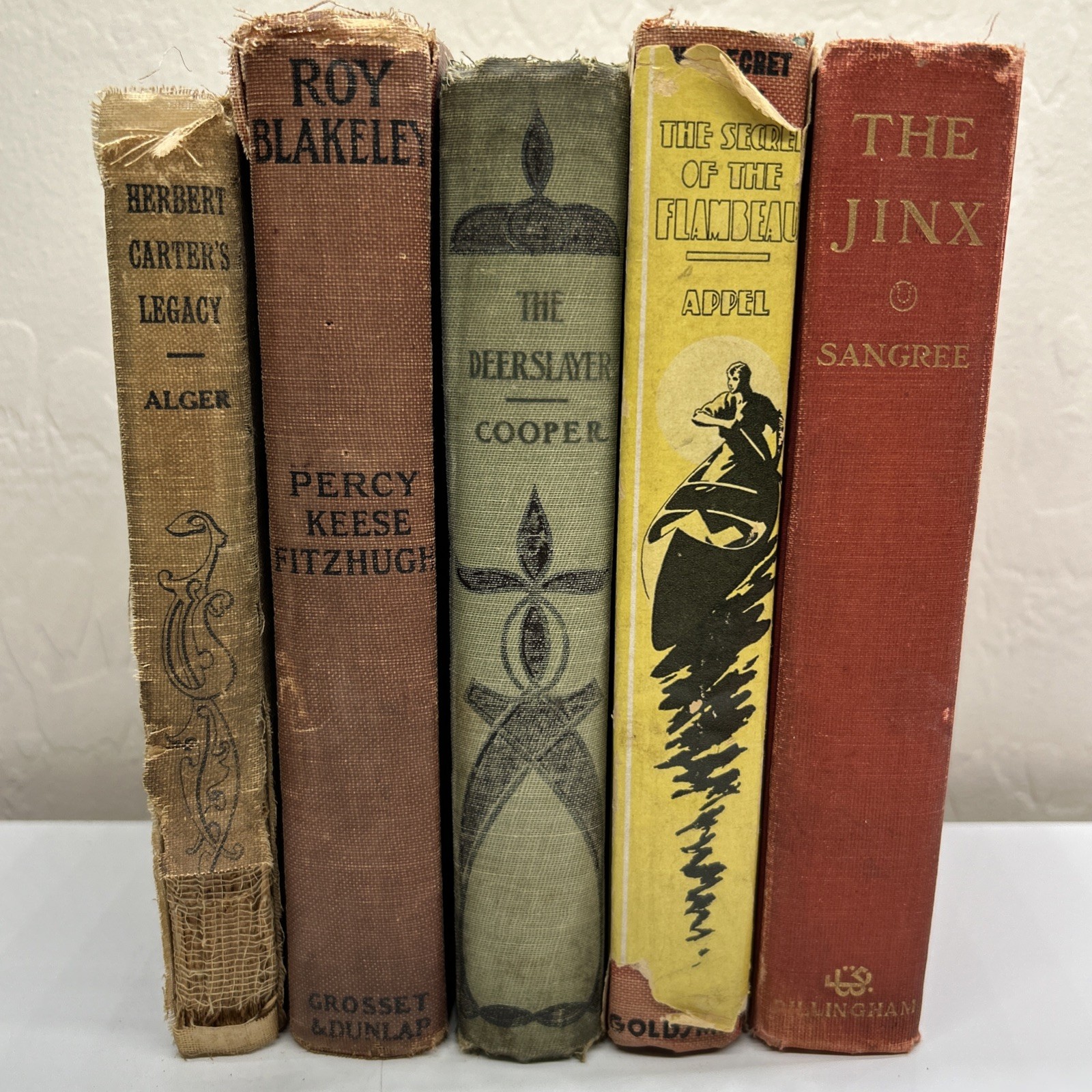 5 Antique/Vintage Hardback Books Juvenile Fiction Boyhood Outdoor Adventure