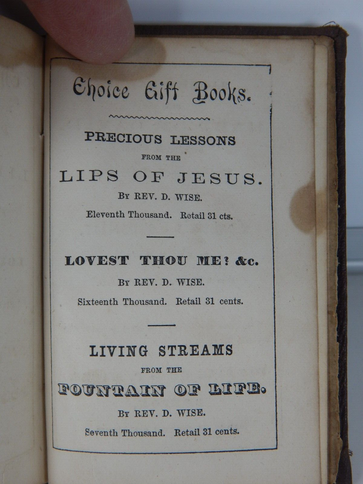 1856 Living Streams From Fountain Of Life BOOK Daniel Wise CHRISTIAN RELIGIOUS