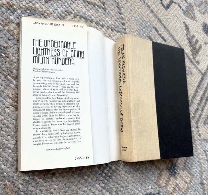 Milan Kundera / The Unbearable Lightness of Being / 1st Ed. 3rd Pr. / HCDJ /1984