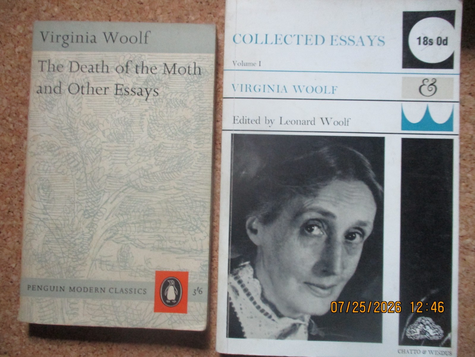 Virginia Woolf Collected Essays Vol 1 1968 + The Death of the Moth 1961 paperbk