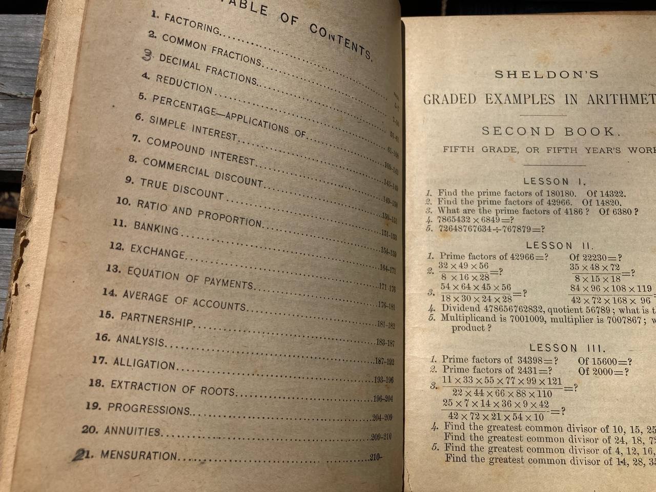 1884 Sheldon’s Graded Examples in Arithmetic Second Book Antique School Textbook