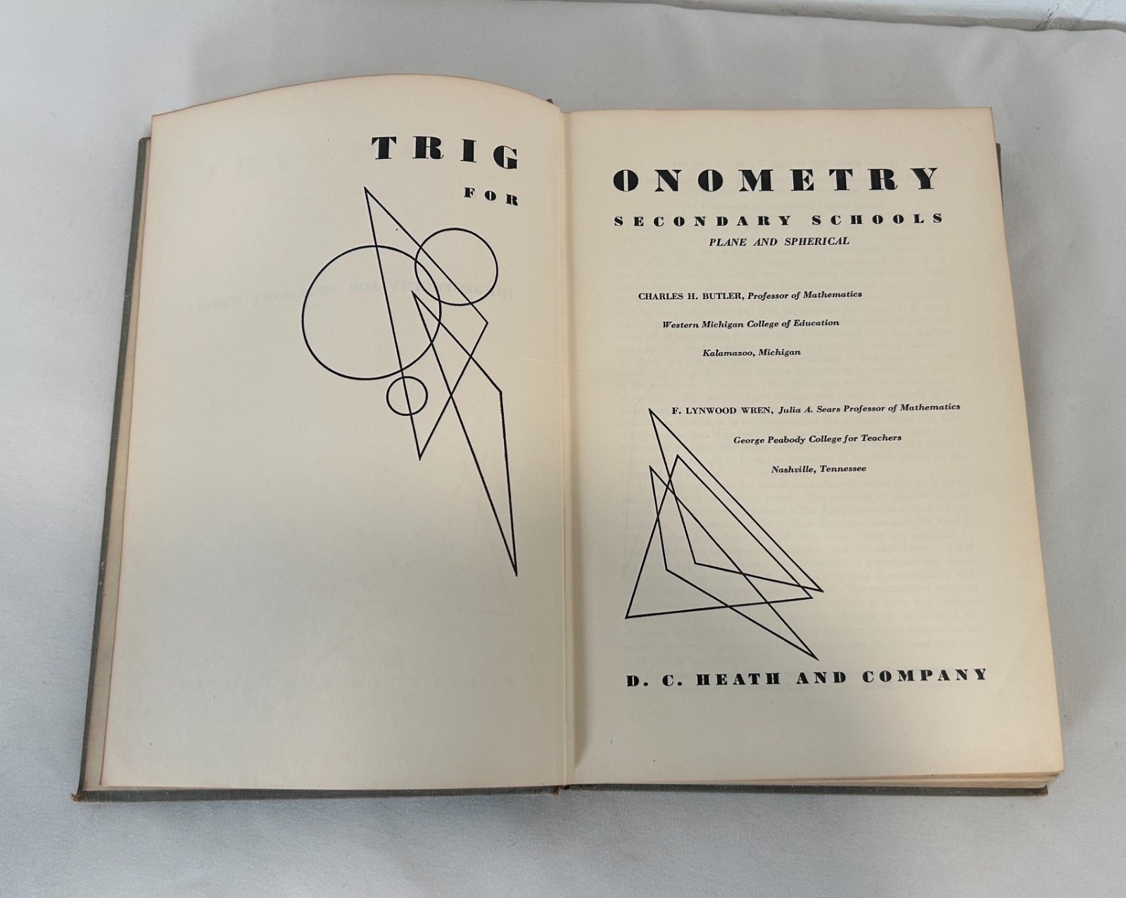 Trigonometry for Secondary Schools Butler Wren 1948 Vintage Math Text