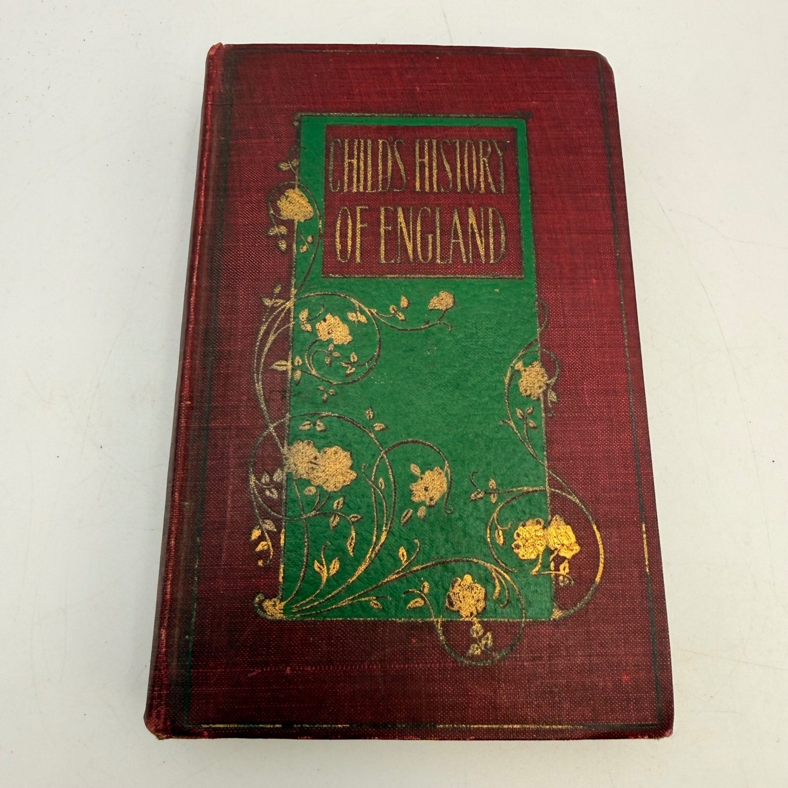 Childs History of England Charles Dickens HM Caldwell Red Gilt Antique Hardcover
