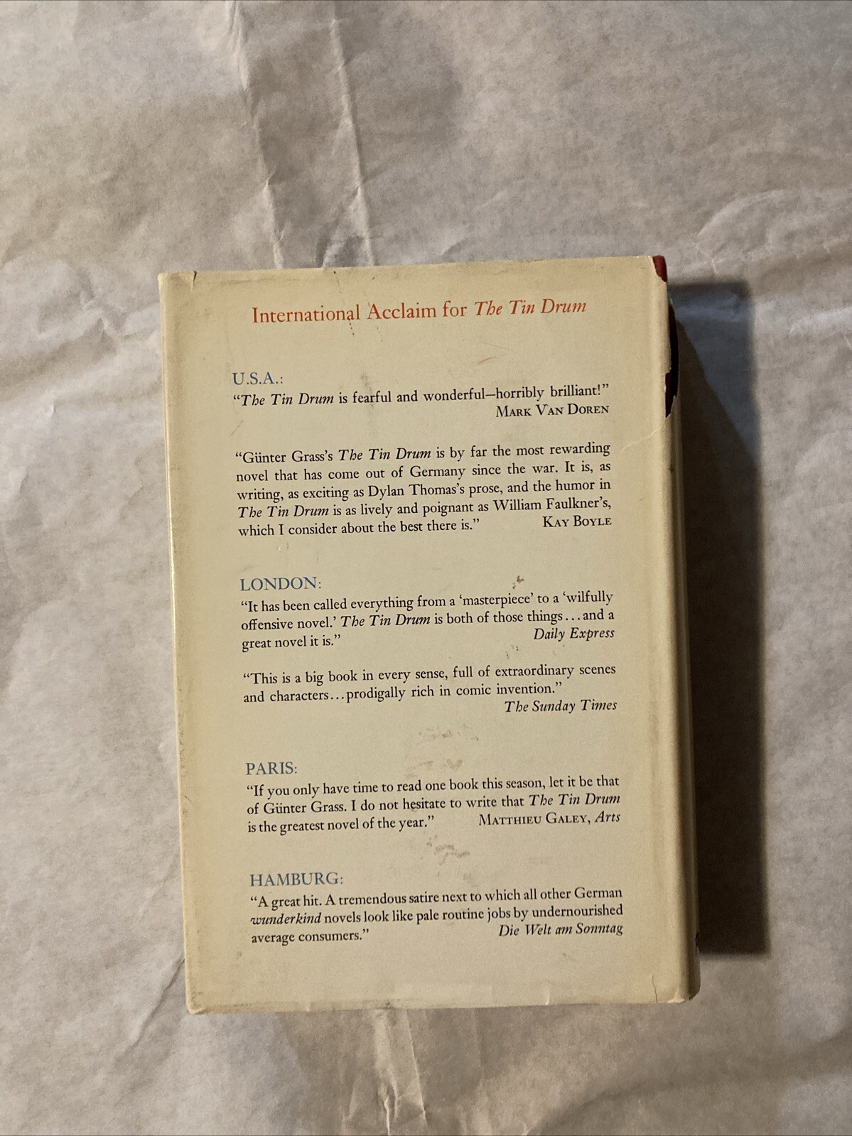 The Tin Drum (HCDJ, 1962, First US Edition & Printing) Gunter Grass