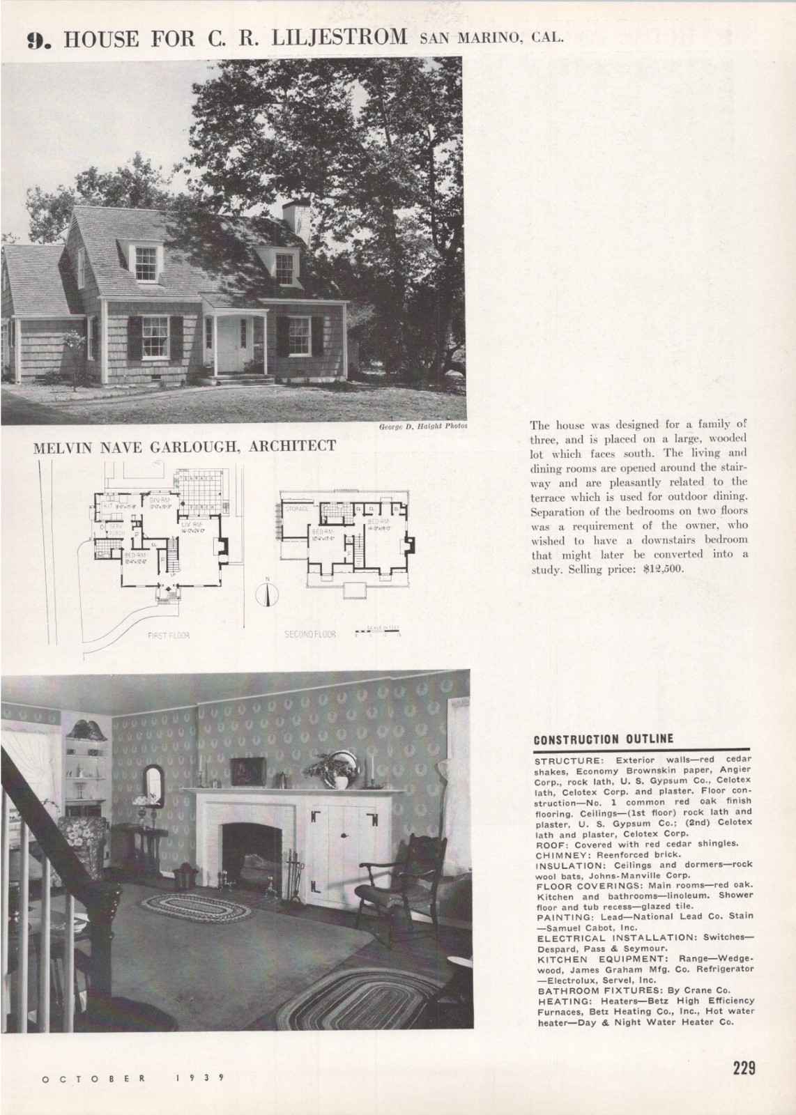 1939 Article * C R Liljestrom House San Marino CA Melvin Nave Garlough Architect