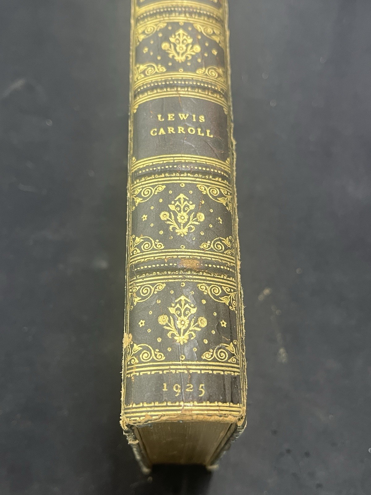Lewis Carroll 1925 Alice in Wonderland Through the Looking Glass Book Gold Gilt
