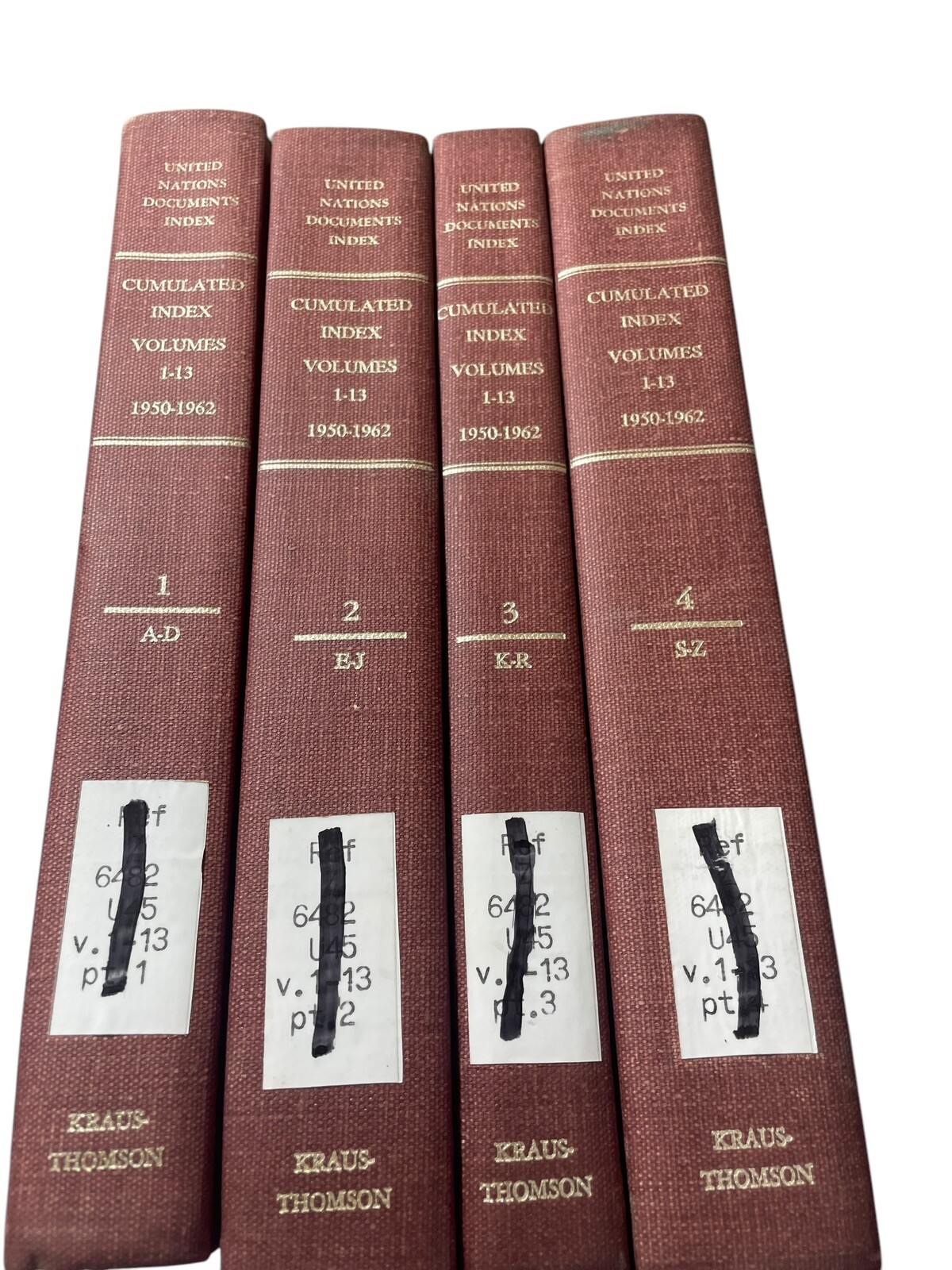 United Nations Documents Index Cumulated Index Volumes 1-13 1950-1962 In 4 Vols