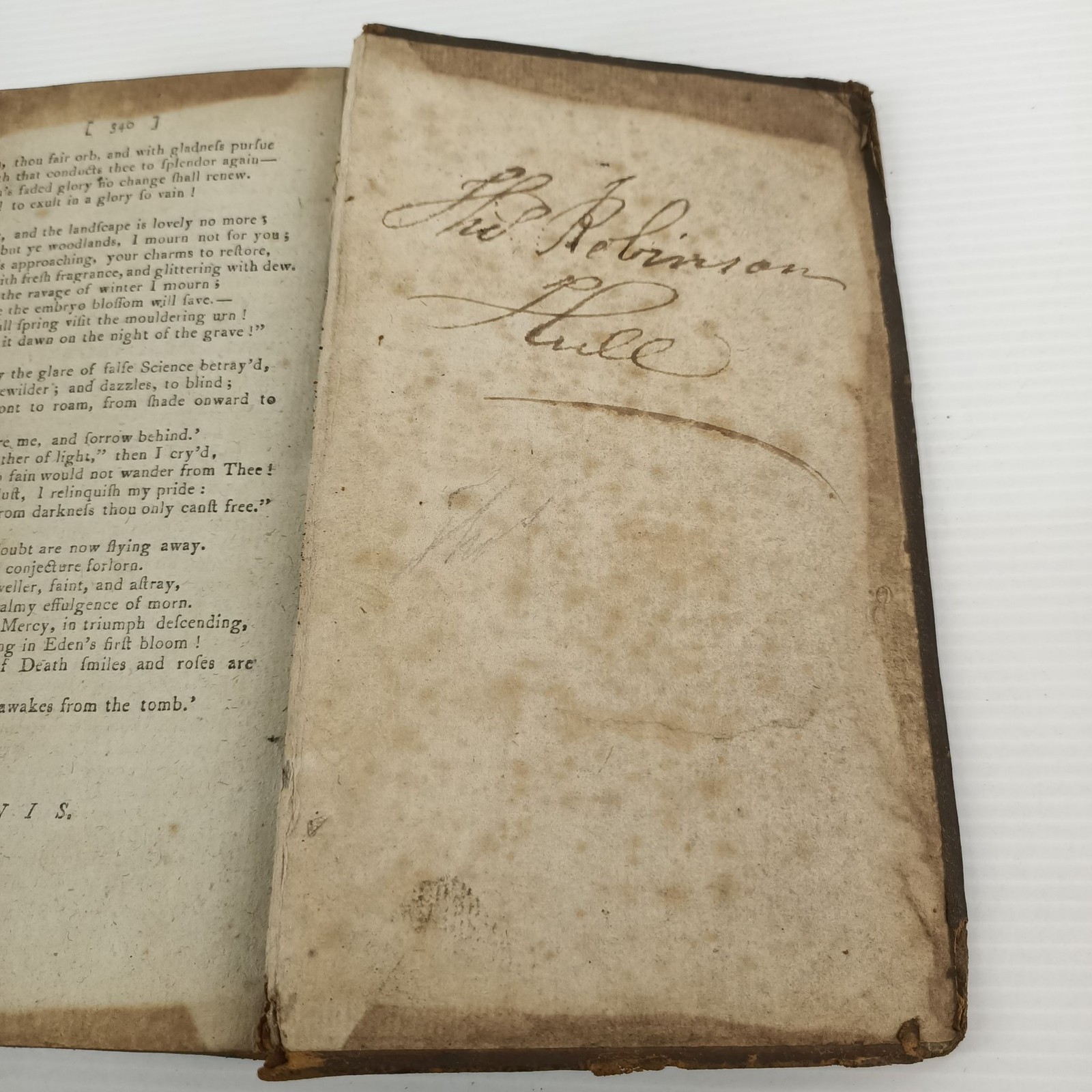 Antique Leather Bound Book Collection Fables Poems 18th Century Foxing Wear