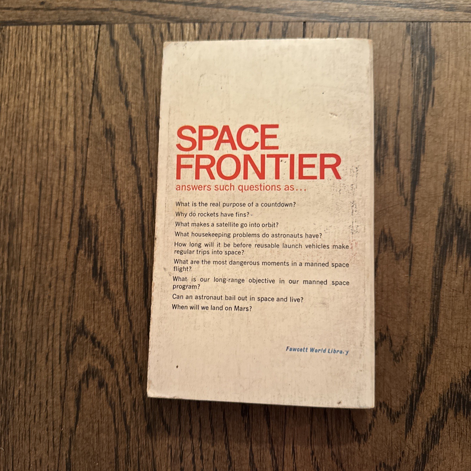 Space Frontier Wernher von Braun Paperback Book Fawcett