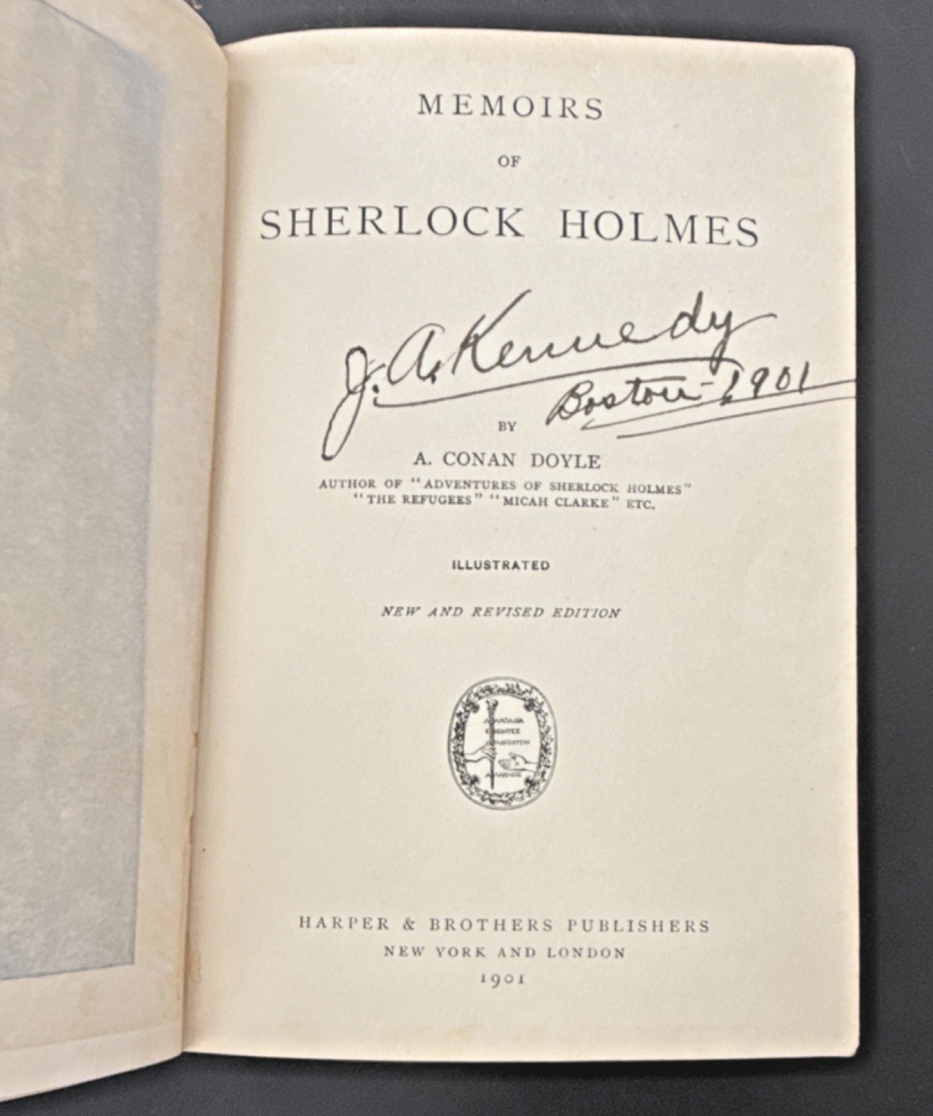 Memoirs of Sherlock Holmes by A. Conan Doyle, Harper 1901, Illustrated, Signed