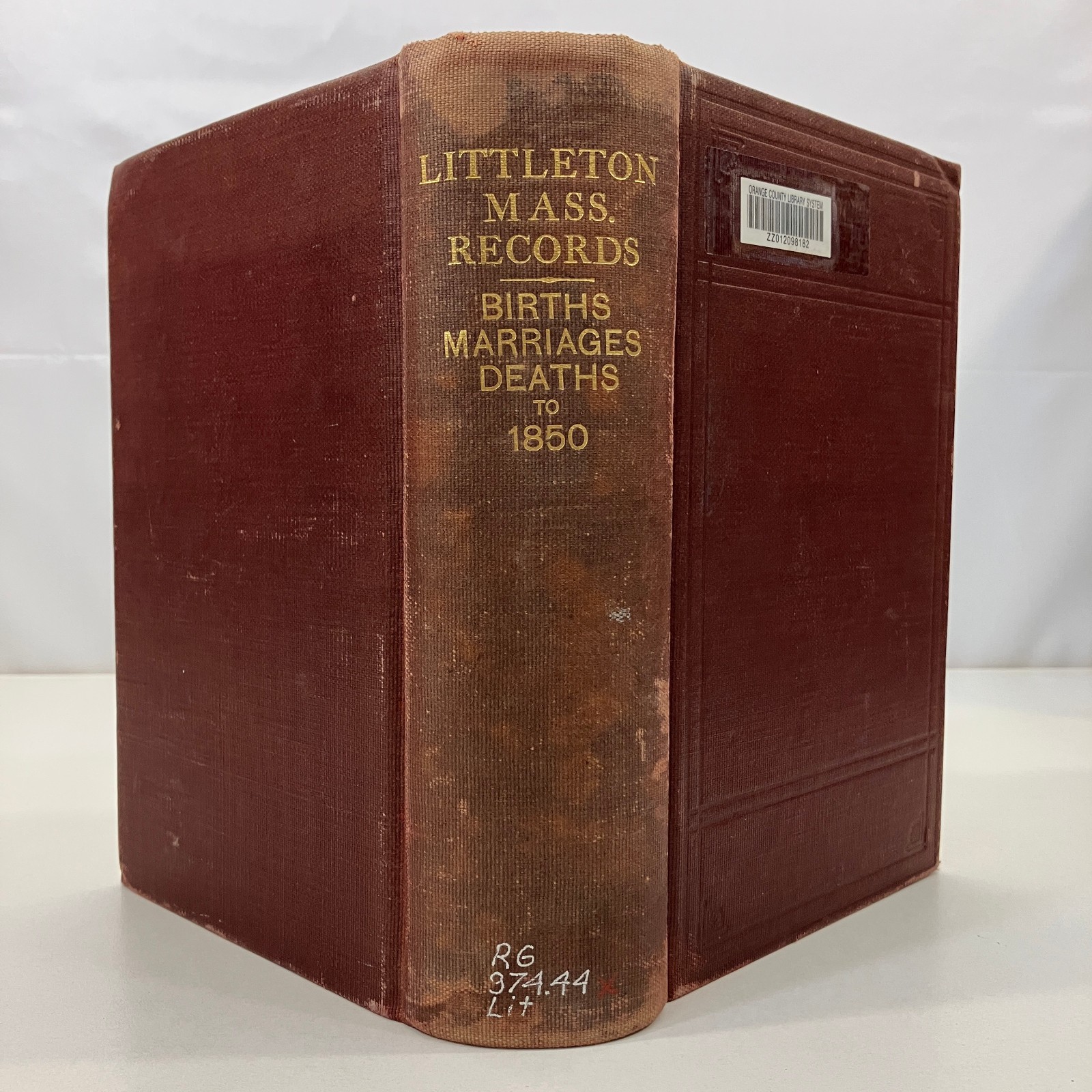 Littleton MA Records Births Marriages Deaths to 1850 Antique Ex-Library 1900 HC