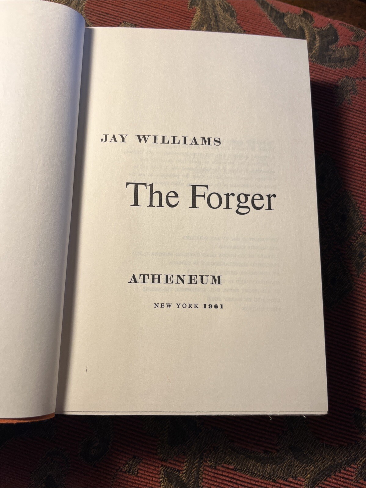Jay WILLIAMS / The Forger 1st Edition 1961
