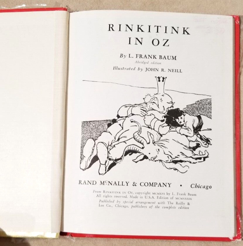 RINKITINK IN OZ Junior Edition by L. Frank Baum John R Neil Rand McNally 1939