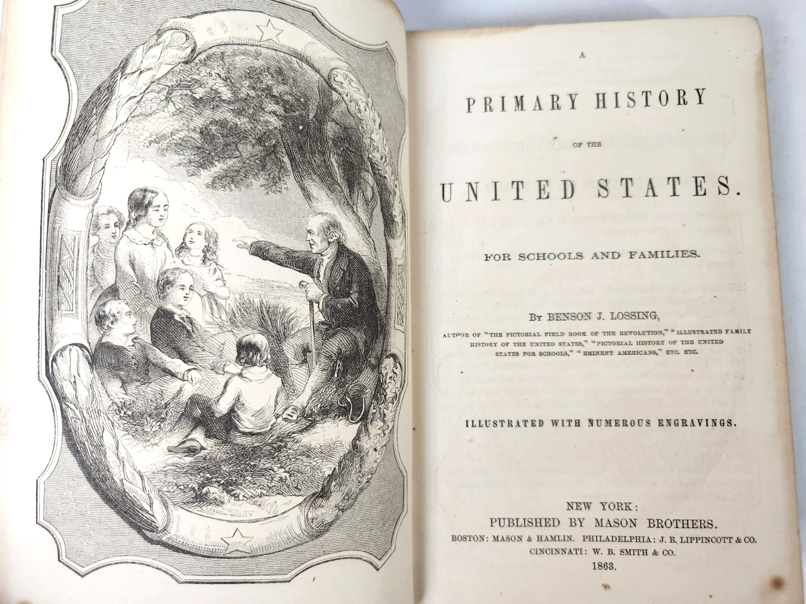 Lossings Primary History Of The United States Antique 1868 Illustrated Book
