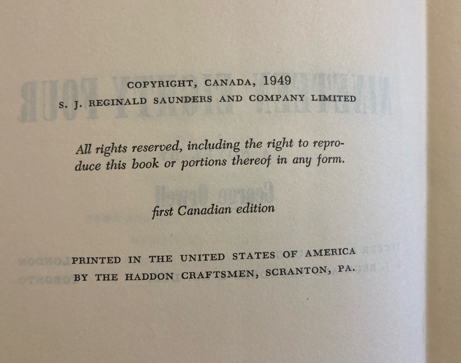 George Orwell Nineteen Eighty-Four (1984) 1949 First Canadian Edition Hardcover