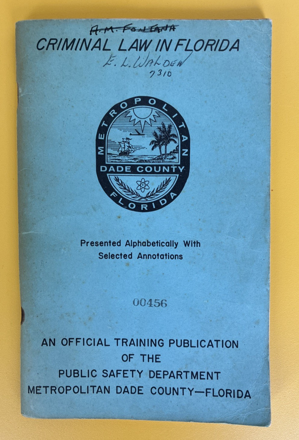 Vintage 1950s Dade County FL Criminal Law Training Manual Metropolitan Sheriff K