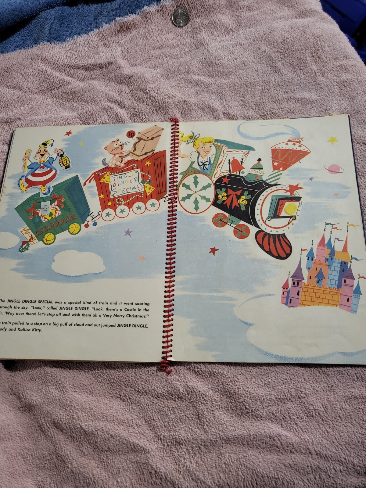 Vtg Jingle Dingle Christmas Stocking Nostalgic Spiral Pop-Up Book 1953 Jasons