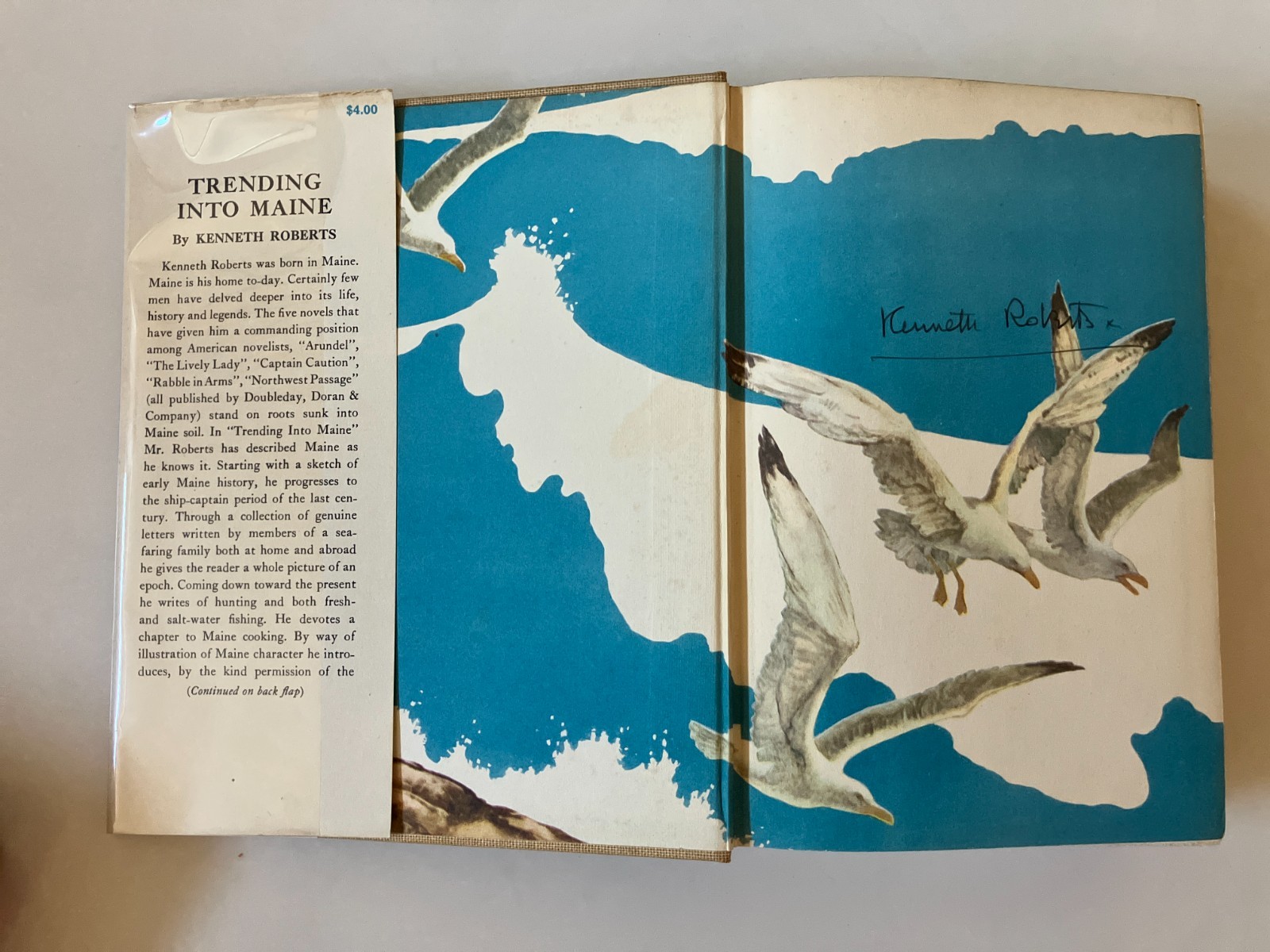 Trending Into Maine. SIGNED!! Kenneth Roberts, 1938. 1st Prt, w/DJ & Slip Case