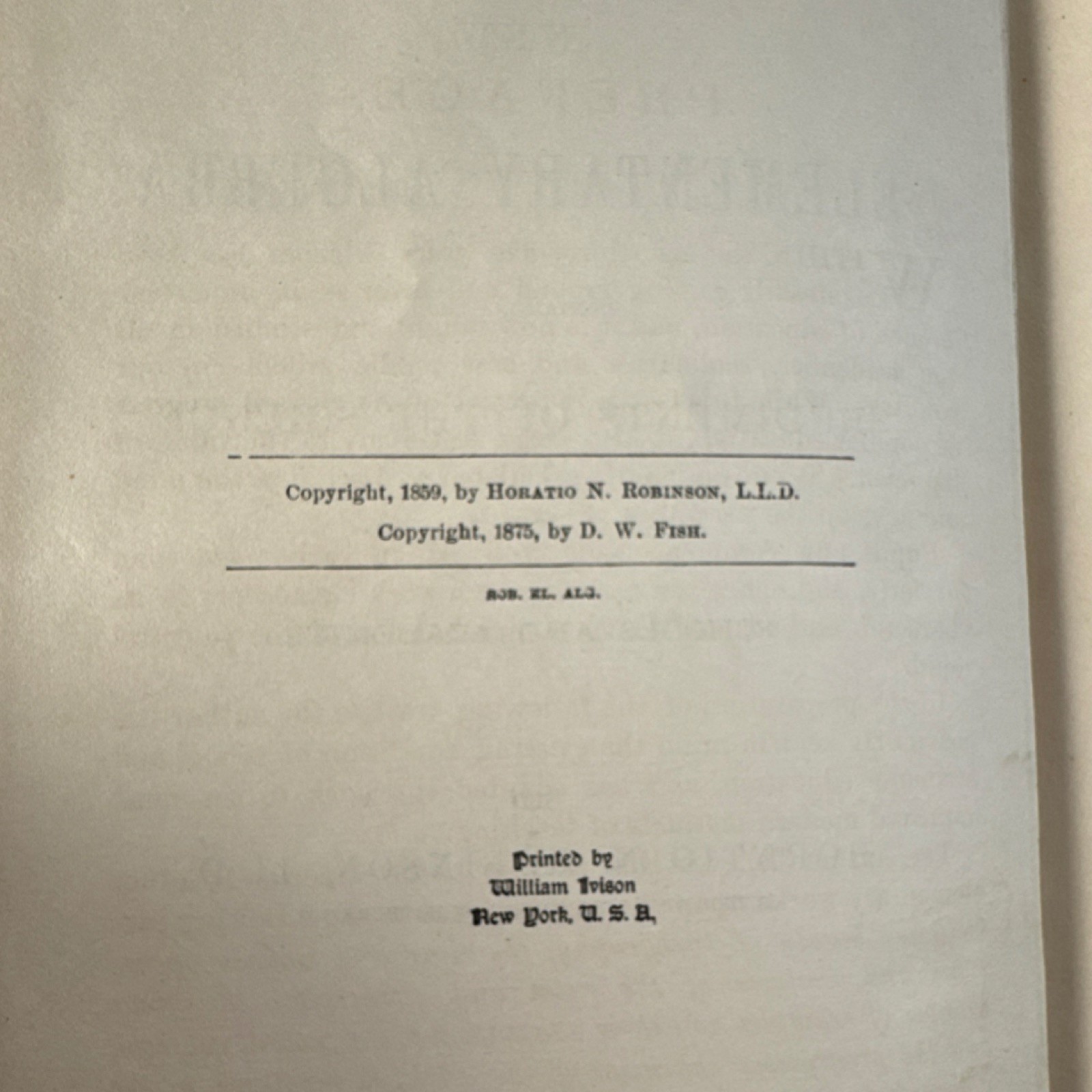HORATIO N. ROBINSON: ELEMENTARY ALGEBRA: LEATHER: 1875: AMERICAN BOOK CO.