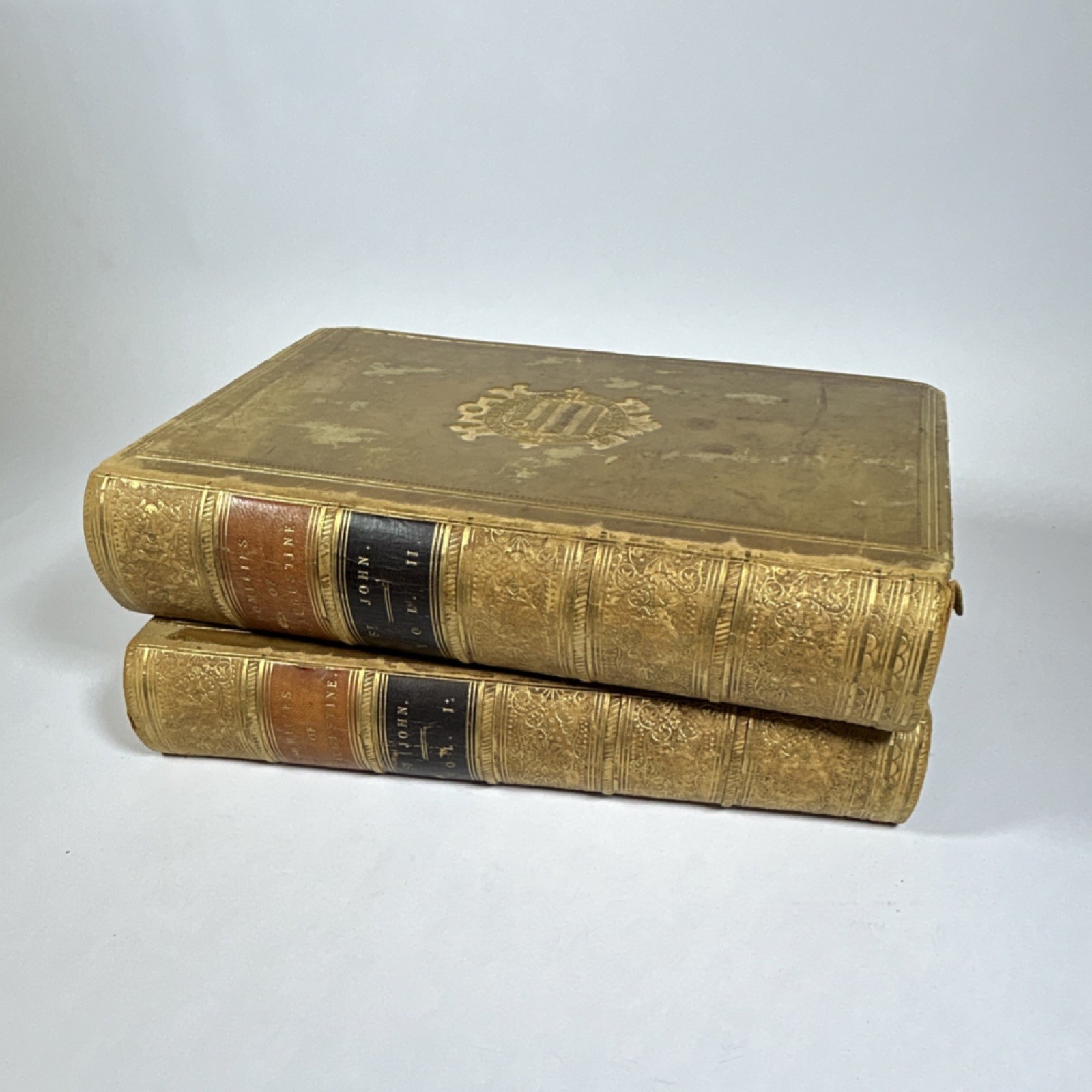 1849 Augustine HOMILIES ON ST JOHN 2 Vol Set Oxford Library of Fathers Leather