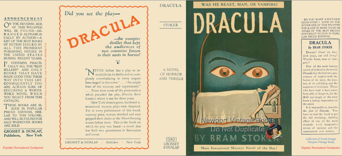 Bram Stoker DRACULA StagePlay 1927 © 1897 Grosset Remastered Jacket Bela Lugosi