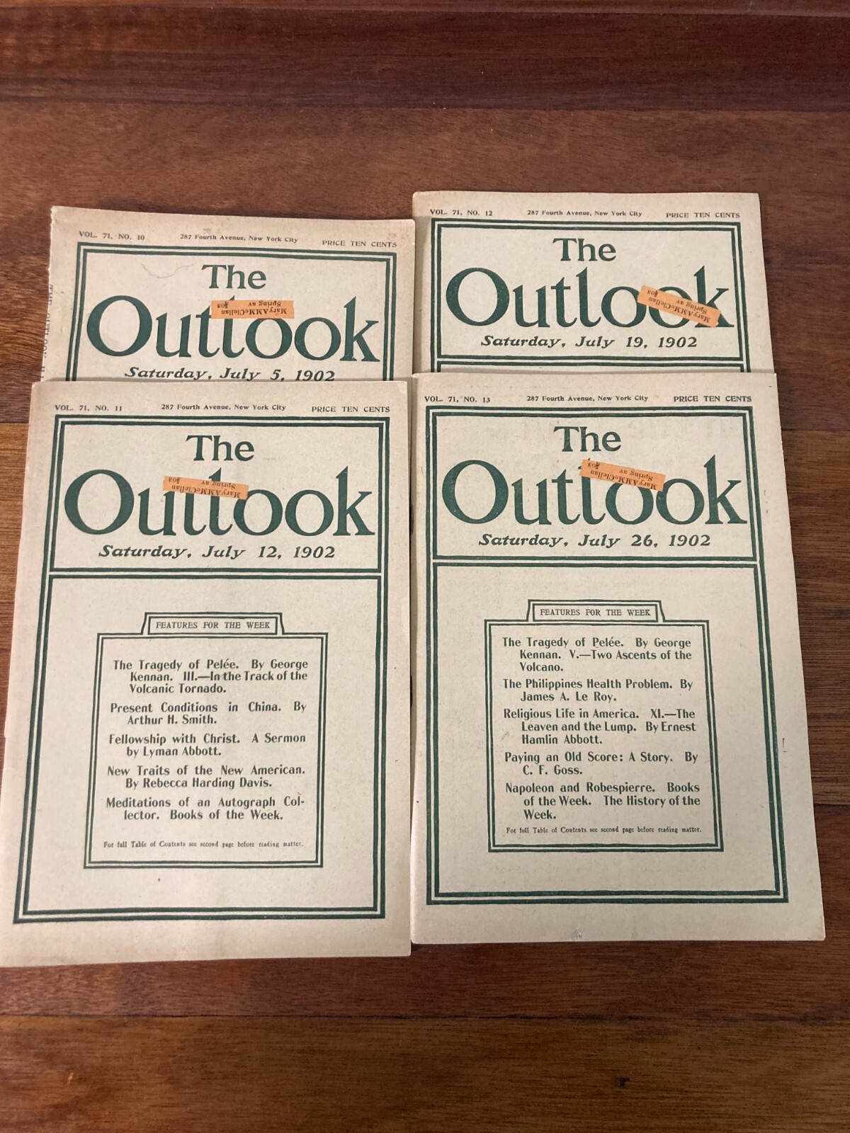 4 issues July 1902 The Outlook a Saturday Magazine Published weekly
