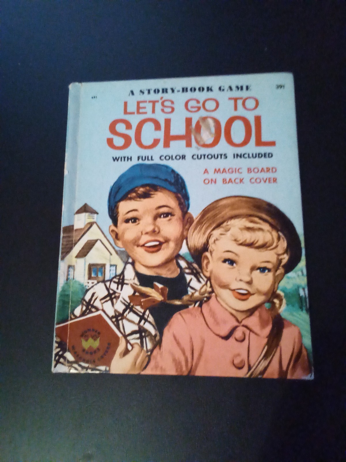Wonder Books, „Let’s Go To School“ 1954, Magic Board Back Cover & Cut Outs, Rar