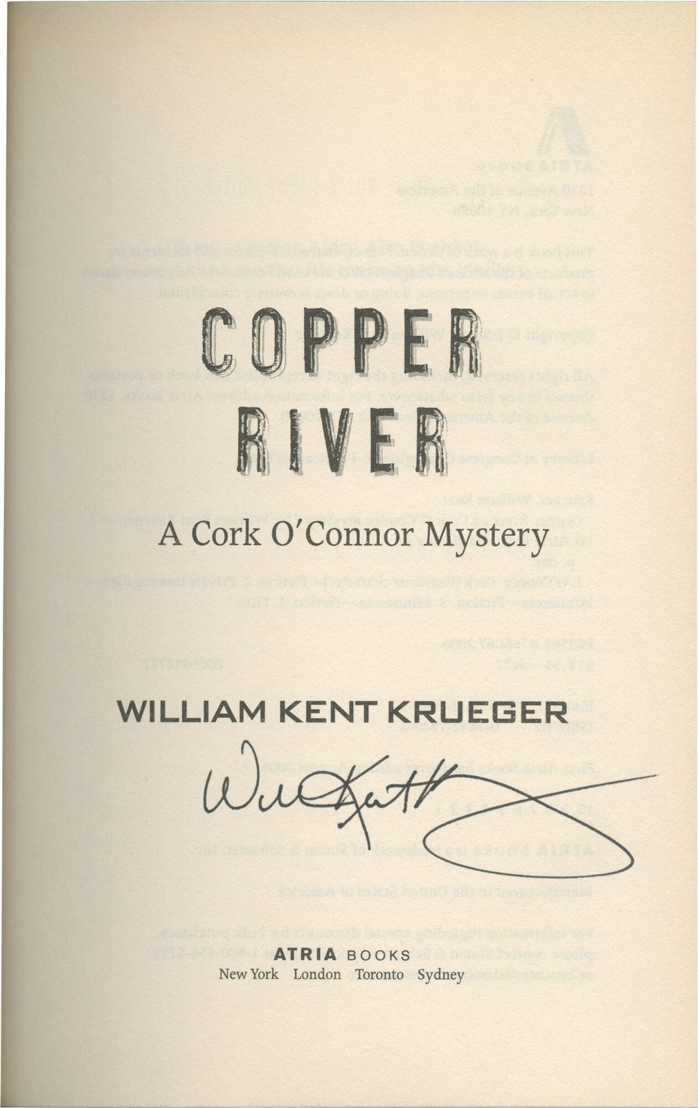 William Kent Krueger COPPER RIVER Signed First Edition 2006 #166940
